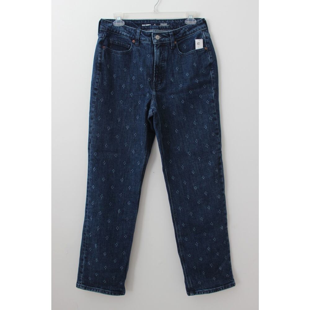 Old Navy Womens Extra High-Waisted Textured Straight Jeans Eli Texture Size 8